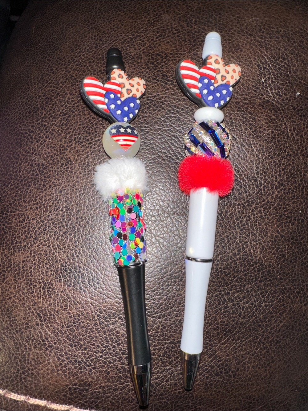 Patriotic Heart Bead Decorative Pens